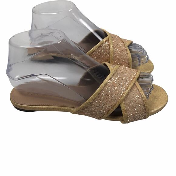 JCrew Pink Nude Cora Glitter Sandals 7 - Picture 1 of 10